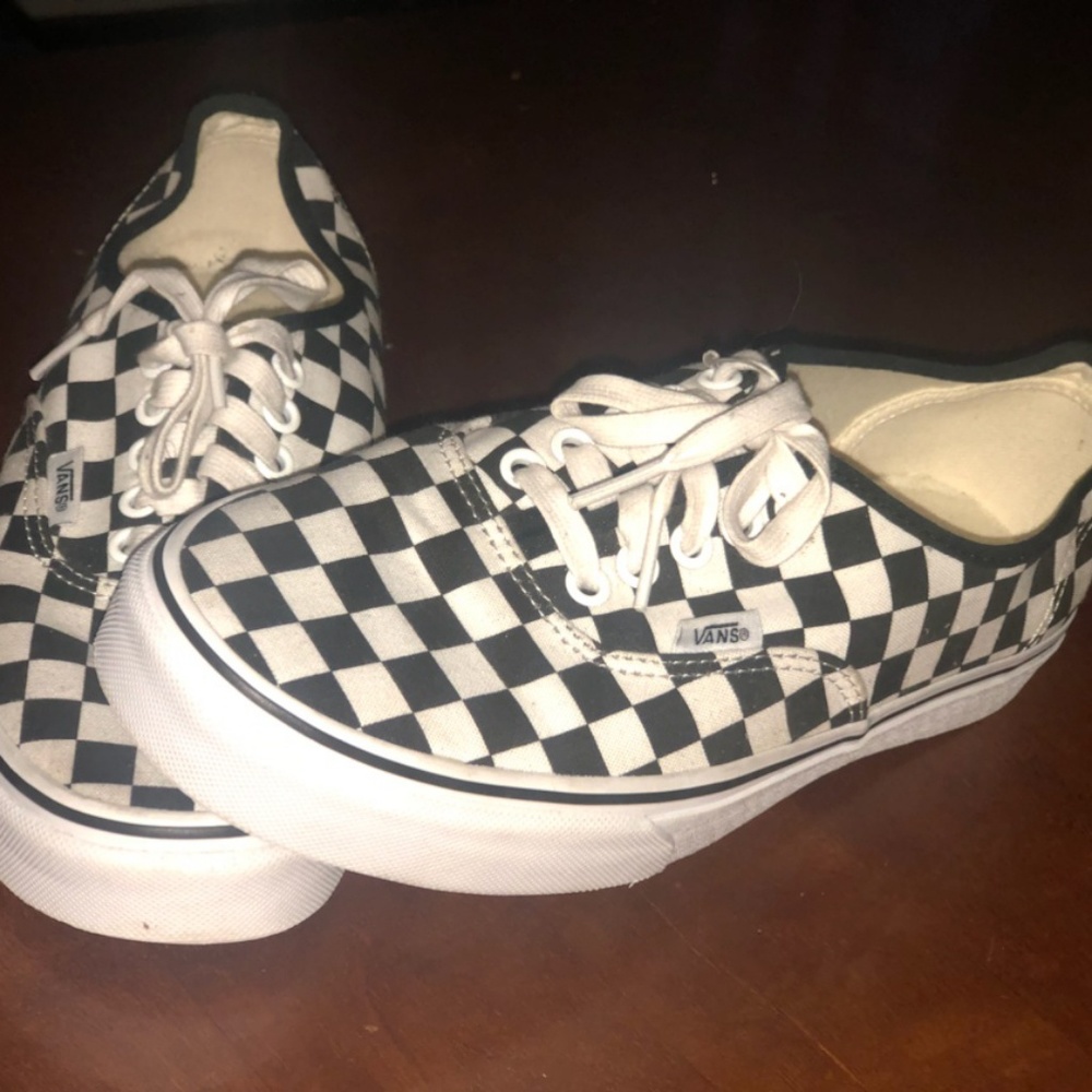 Black and white checker Vans
